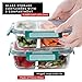 (3 Pack) 2-Compartment Glass Meal Prep Containers Microwavable with Green Airtight Snap-Locking Lids Glass Lunch Containers with NEW DIVIDER SEAL TECHNOLOGY Food Storage Containers BPA Free (36 oz.)