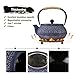 Cast Iron Teapot Stovetop 34 Oz Japanese Style Testubin Tea Kettle Tea Pot with Stainless Steel Infuser Enamel Interior (Blue Floral,1000 ml,Large)