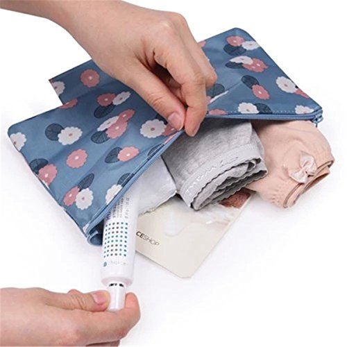 Portable Multifunction Waterproof Travel Pouch Toiletry Bag Case Wash Organizer Packing Cubes Travel Case Underwear Storage Boxes Bra Organizer Socks Bag (Wine Red Daisies Flower)