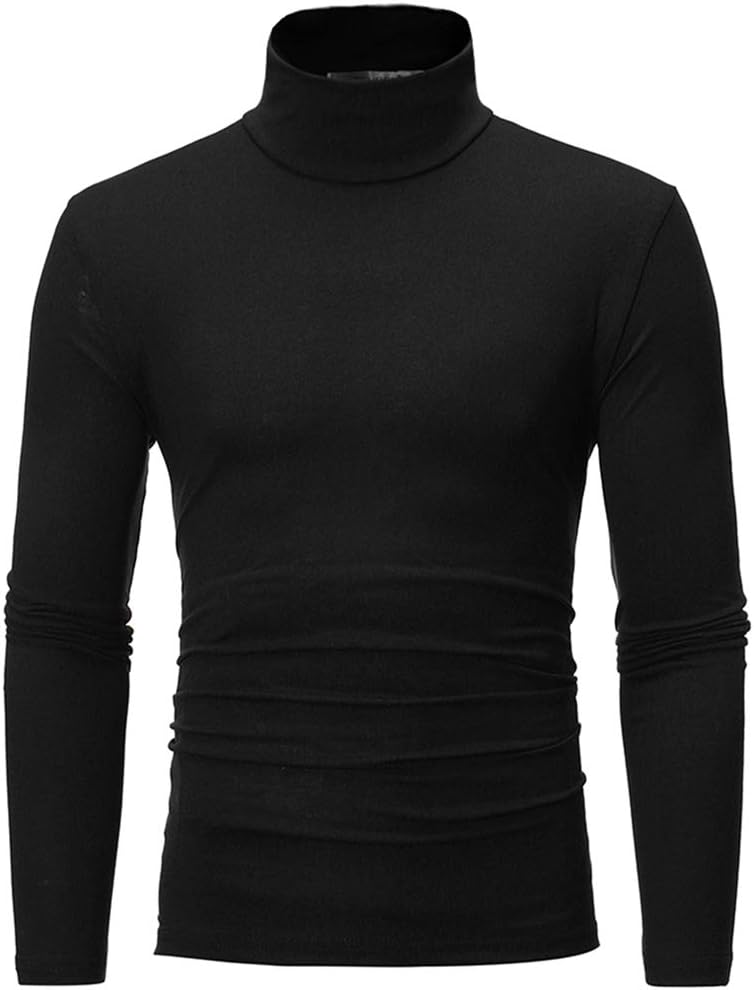 Men's Basic Turtleneck T-Shirts Roll Neck Plain Top Jumper Autumn Winter Long Sleeve Casual Top Blouse Sweatshirts