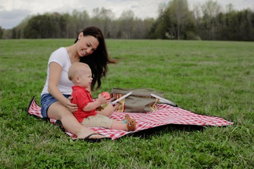 Camco 42801 Picnic Blanket (51" x 59", Red/White)