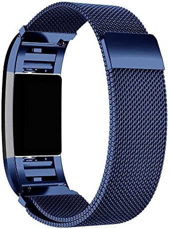 For Fitbit Charge 2 Band Metal Blue, CIDETTY Stainless Steel Milanese Loop Metal Bracelet Strap Small with Strong Magnetic Clasp for Fitbit Charge 2 (Blue - Small)
