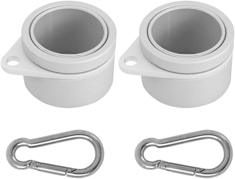 Interlink-US 2 Pack Aluminum Flagpole Mounting Rings,360 Degree Rotating Flag Pole Rings with Carabiner for 1.25 Inch Diameter (Silver)
