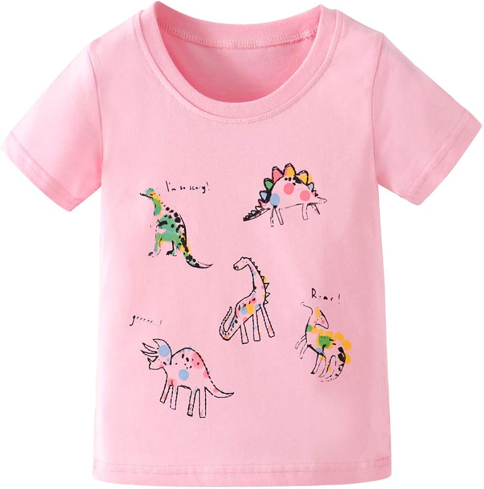 Toddler Girls T-Shirt Short Sleeve Shirt Unicorn Print Cotton Summer Tops Tees Shark Graphic: Clothing
