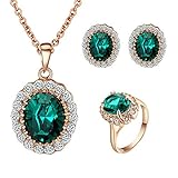 [Retro Series] Yoursfs 18k Rose Gold Plated Crystal Earring and Ring and Necklace Set Valentine's Day Gift