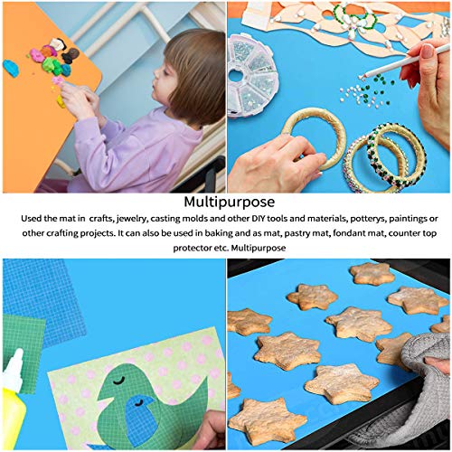 Mlife Extra Large 23.2" x 19.5" Silicone Sheet for Craft - Jewelry Casting Molds Mat, Epoxy Resin Painting Pad, Premium Silicone Mat, Nonstick Nonslip Heat-Resistant Durable, Blue & Orange