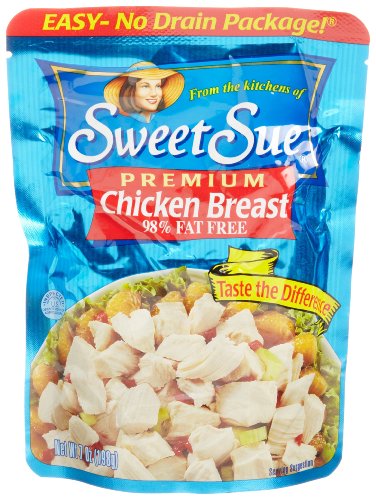SWEET SUE Chicken Breast, High Protein Food, Keto Food and Snacks, Gluten Free Food, High Protein Snacks, Bulk Canned Food, 7 Ounce Pouches (Pack of 12)