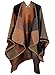 DJT Women's Plaid Pattern Wrap Shawl Poncho Cape