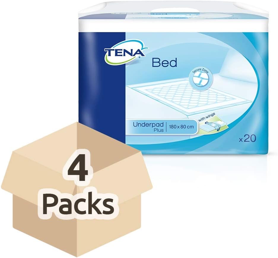 TENA Bed Incontinence Bed Pads Plus with Wings 180cm x 80cm (4