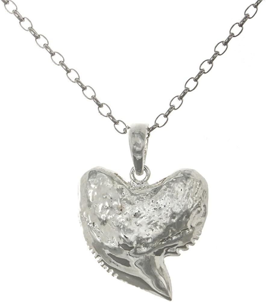 925 Sterling Silver Nautical Necklace Charm Pendant with Chain, Shark Tooth