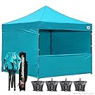 AbcCanopy Commercial 10x10 Instant Canopy Craft Display Tent Portable Booth Market Stall with Wheeled Carry Bag & Full Walls , Bonus 4x Weight Bag & 10ft Screen Wall & 10ft Half Wall (turquoise)