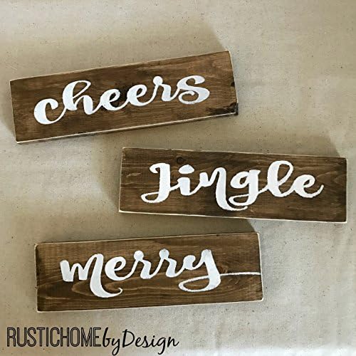 Cheers Sign | Jingle Sign | Merry Sign | Christmas Decor | Holiday Decor | Rustic Wood Sign | Modern Farmhouse Sign | Crate and Barrel Inspired