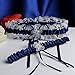 Merya Dress Lace Wedding Garters for Bride Pearl Stretch Prom Garter with Toss Away Navy