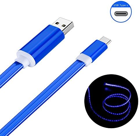 USB Type C Cable, USB Type C Charging Cable,Geabon 1M LED Light Up USB C Charger Cable Compatible with Apple Macbook 12 Inch, LG G5, Nexus 5X 6P and More with Type C Portk Pixel (Blue)