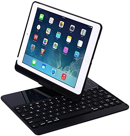 New iPad 9.7 Keyboard Case, MMUSC 7 Color Backlit Keyboard Case Cover 360° Rotate Smart Keyboard Case with Auto Wake/Sleep for iPad pro 9.7, 2017 New iPad 9.7, iPad Air, iPad Air 2-Black