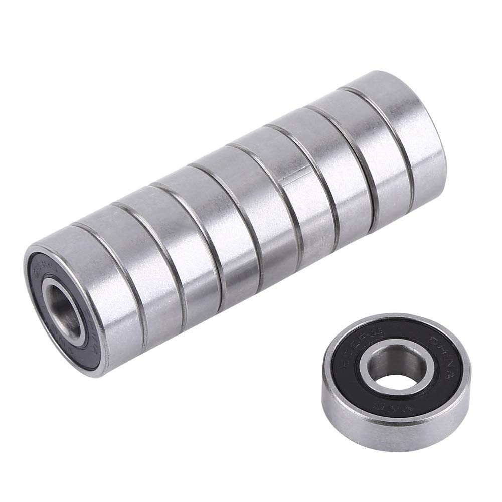 608-2RS Ball Bearings - 10PCS 608-2RS Ball Bearing Skateboard Bearings Dual Sided Black Rubber Sealed Deep Groove for Skateboards Inline Skates and Scooters