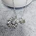 NOUMANDA Antique Silver Sunflower with Initial 26 Letter Necklace Custom A-Z Alphabet Cute Chic Pendant (K)