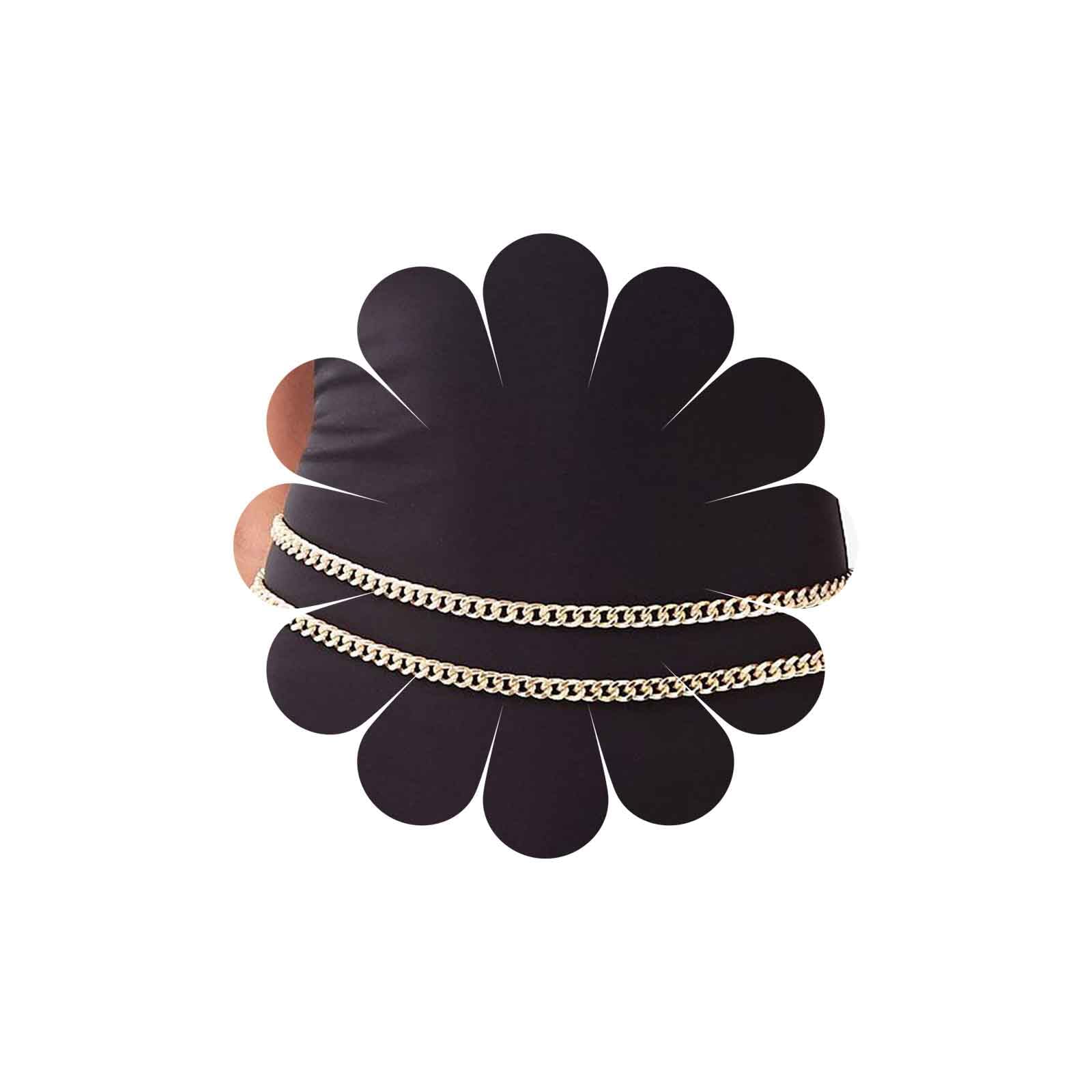 Sttiafay Double Layer Waist Chain Gold Chunky Chain Belly Belt Sexy Bikini Harness Body Chain Party Prom Accessory for Women