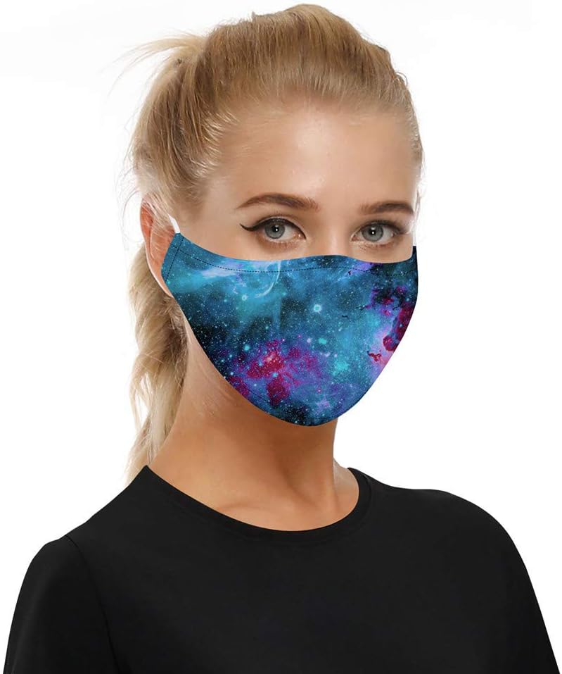 Jonecal Unisex Mouth Covers Reusable Cotton Comfy Face Mouth Cover Washable Anti Dust Face Mouth Covers +2 Filter Protect (Multicolor-M)