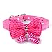 haoricu Pet Collars, Knit Bowknot Adjustable PU Leather Dog Puppy Necklace (Pink)