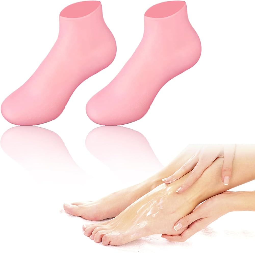 JOOTUEPO Silicone Moisturizing Socks Anti Slip Aloe Heel Repair for Dry Cracked