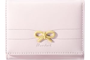 Sunwel Fashion Wallets Girls Cute Coquette Bow Small Wallet Aesthetic Card Holder ID Window Purse for Women (PINK)
