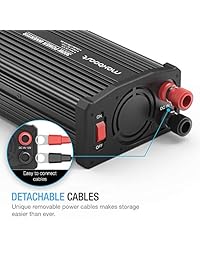 Maxboost 300W Inversor de corriente Salida de CA de 110V doble + Dos puertos USB de 2.4A   24W Cargador de automóvil [Aluminio y cuerpo de la PC] DC 12V a 110V AC + DC 5V Cargador de batería USB para computadora portátil, iPad, iPhone, tableta, teléfono