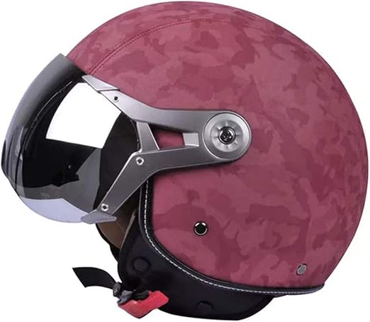 Download Amazon.com: qwert Retro PU Leather Open Face Jet Helmet ...