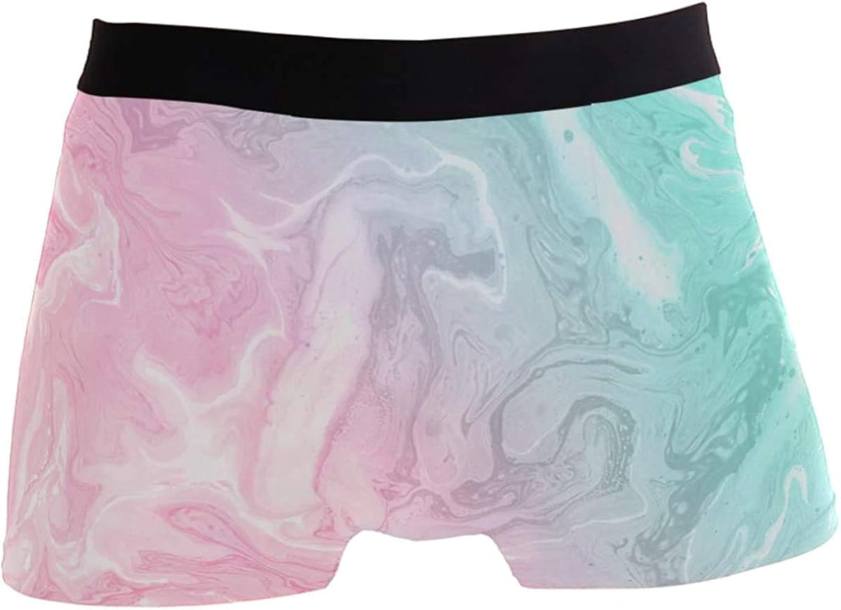 OMAJIG Herren Boxershorts, bunter Marmor, hoher Bund, Stretch