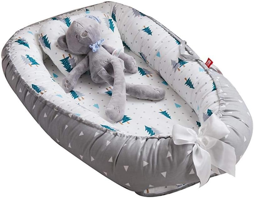 VOLBABY Baby Lounger Nest,Portable Crib and Bassinet Perfect for Co Sleeping,Super Soft and Breathable Newborn Lounger Cushion Suitable from 0-36 Months - Detachable & Machine Washable