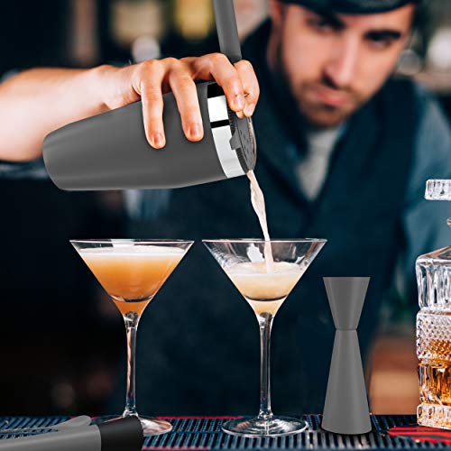 All-inclusive Bar Set | Professional Home Bartender Cocktail Shaker Set | Includes a Recipe Book & All Necessary Bar Tools and Accessories | Impressive Gift for Men! (Matte Grey) - Thumbnail 3