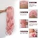 Ebingoo Natural Long Wavy Middle Part Pink Synthetic Lace Front Wig for Women Girls 26 inch( with Wig Cap)