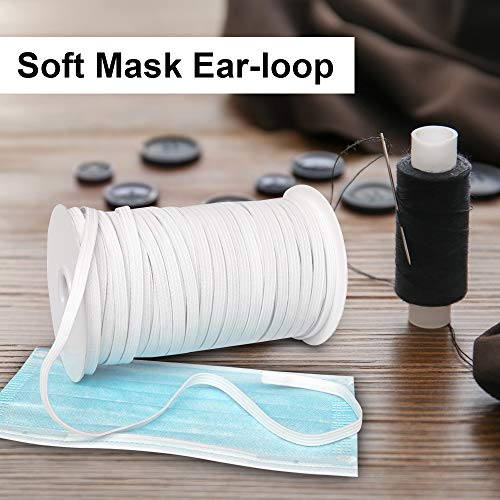 Elastic Bands for Sewing 1/4 inch, 70 Yards TOOVREN Elastic String for Masks, Flat Knit Elastic Cord Heavy Stretch High Elasticity Strap Earloop for DIY Crafts Mask Making Supplies - White