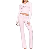 Glitrandi Womens 2 Piece Outfits Cropped Hoodie Workout Top & Bottom Lightweight Athletic Clothing Set