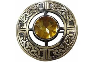 AAR Men's Kilt Brooch Pin Stones Scottish Fly Plaid Celtic Antique Plated Norse Vintage Jewelry