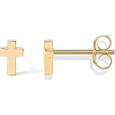 PAVOI 14K Gold Plated 925 Sterling Silver Posts Cross Earrings for Women | Small Religious Faith Cubic Zirconia Cross Studs Huggies Earrings