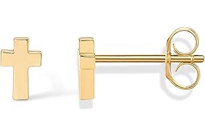 PAVOI 14K Gold Plated Sterling Silver Posts Cross Earrings for Women | Small Religious Faith Cubic Zirconia Cross Studs Huggies Earrings