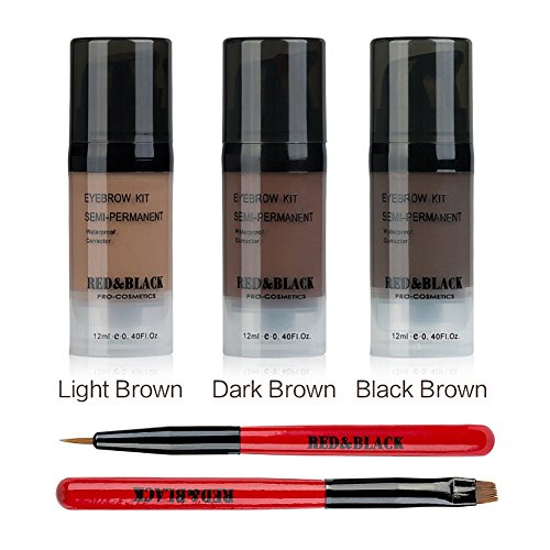 Red&Black Eyebrow Tint Kit Waterproof Long Lasting Eyebrow Dye Gel
