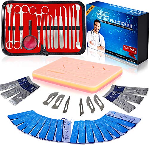 Complete Suture Practice Kit For Medical Dental Vet Training Students, Including Large Silicone Pad With Sutures And Suture Needles - Ebook For Training