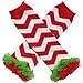 Chiffon Ruffle Tutu Christmas Holiday Winter Styles Leg Warmers - One Size - Baby, Toddler, Girl (Chiffon Chevron Red with Red & Green)