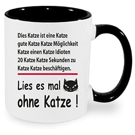 Lustige Sprüche Tasse Schwarz Katze Lesen Fun Tasse