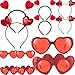 Skylety 12 Pieces Valentines Head Boppers and Red Heart Glasses for Girls Women, Heart Headbands for Valentine Party Props Accessory Holiday