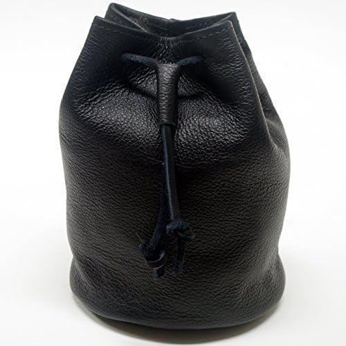 Leather Pouch Medieval, Renaissance, Medicine, Drawstring Style Purse for Coins, D20 Polyhedral Dice (Black)