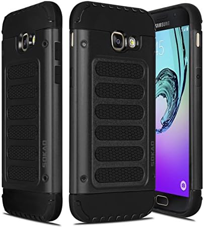 Samsung A5 A520 2017 Case,Sokad Shockproof Anti-impact Hybrid Hard PC With Soft Rubber Bumper TPU with Grill Pattern Protective Case for Samsung A5 A520 2017 -Black