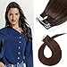 16 Inch Tape in Hair Extensions Remy Human Hair #04 Medium Brown Long Straight Hair Seamless Skin Weft Invisible Double Sided Tape 20pc/pack 50g +10 Free Tape Bonds