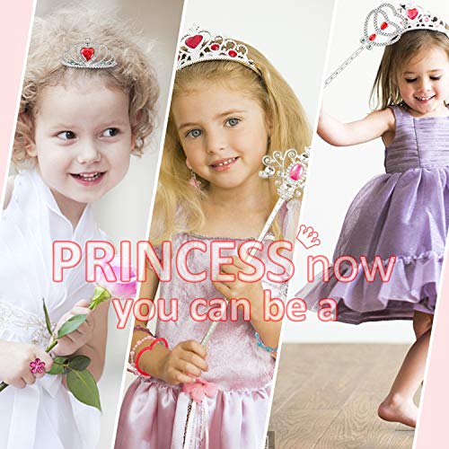 FittiDoll 70Pack Princess Pretend Jewelry Toy, Girl’s Jewelry Dress Up Play Set Included Princess Tiara Necklaces Wands Rings Earrings and Bracelets, Pretend Play Jewelry Set for Girls - Thumbnail 5