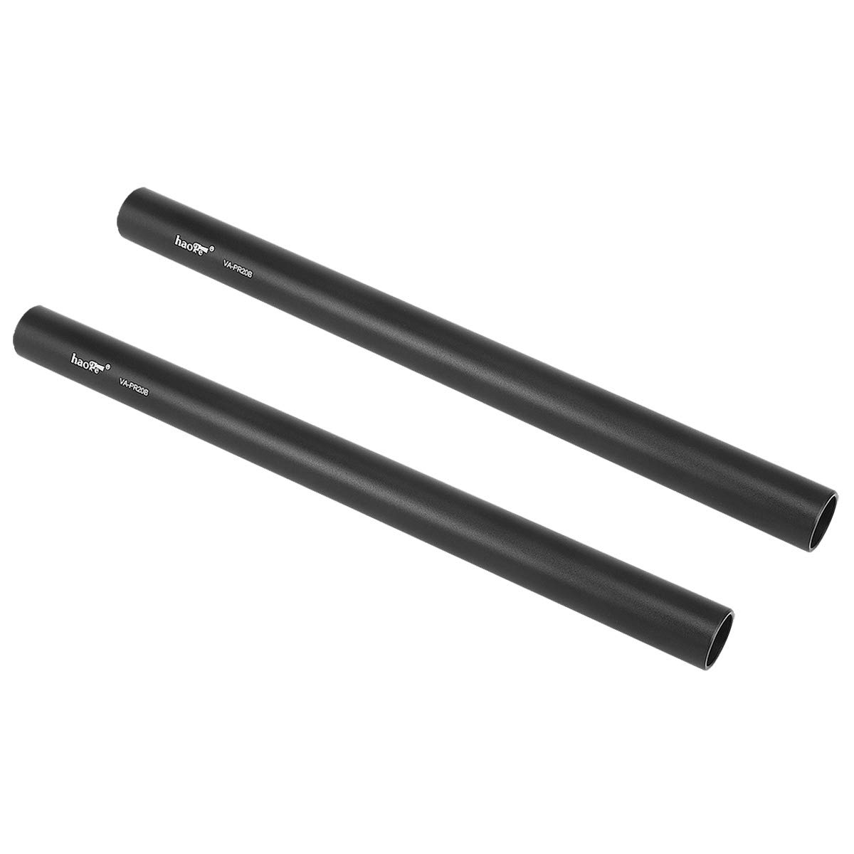 Haoge VA-PR20B 20cm / 7.9 Inch Long Aluminum Alloy Rod 15mm Rods with M12 Thread for Camera Rail Support System Rig Shoulder Pads Monitor Mount Rod Clamp Base Mattebox Follow Focus Black (Pack of 2)