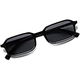 Appassal Retro Skinny Rectangle Sunglasses for Men Women 90s Narrow Sunnies Vintage Thin Frame AP3740