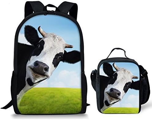 Kids Backpack Animal Cow Lunch Boxes Pre School Elementary School Backpack