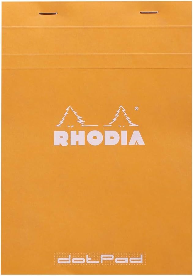 RHODIA 16558C, Dot pad Stapled Notepad N°16 Orange, A5, Dot Dotted, 80 Detachable Sheets, White Clairefontaine Paper 80 g/m